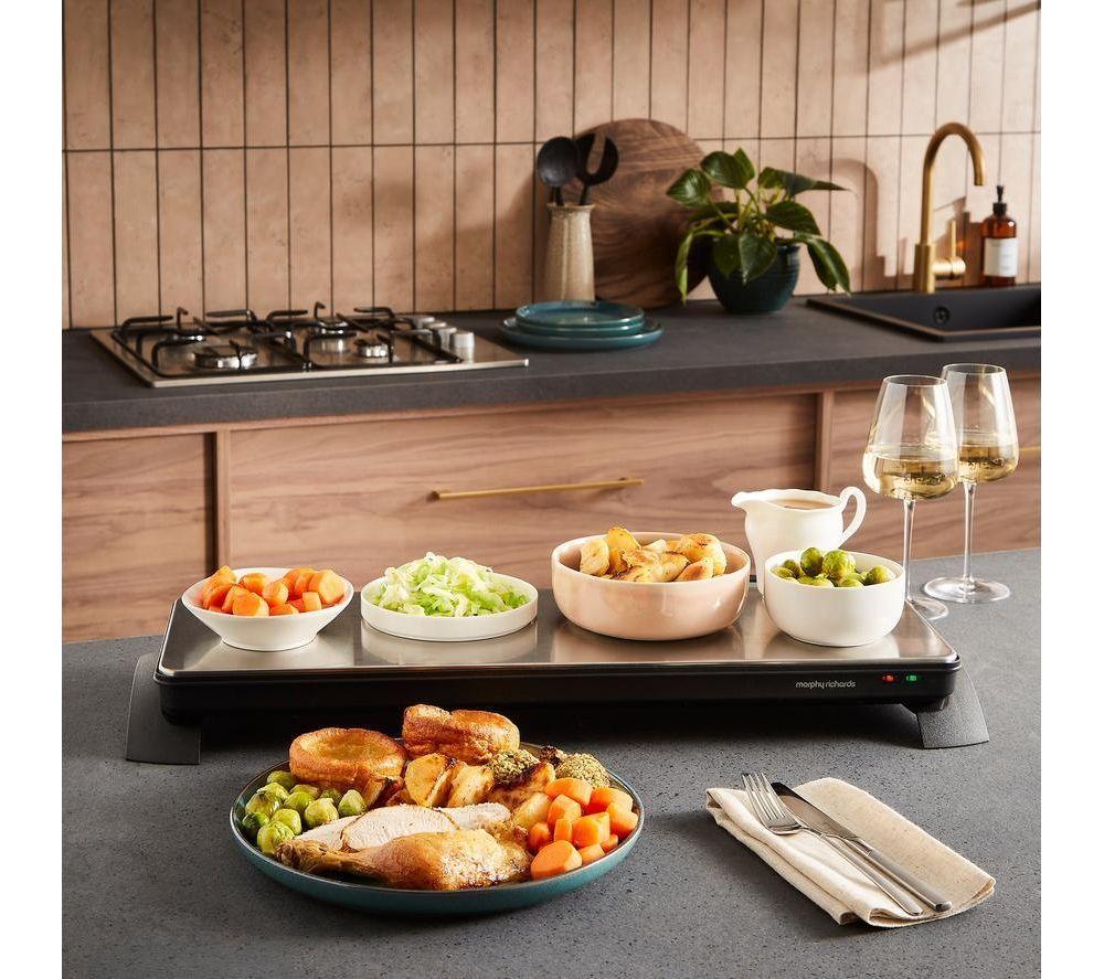 MORPHY RICHARDS 486000 Cordless Food Warming Tray - Silver & Black image number 7 of 11