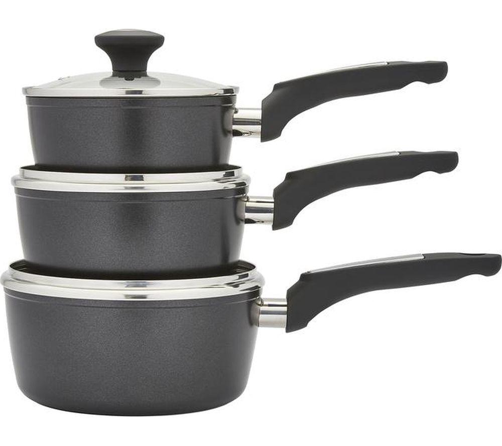 Morphy Richards 3-Piece Non-Stick Saucepan Set - Graphite
