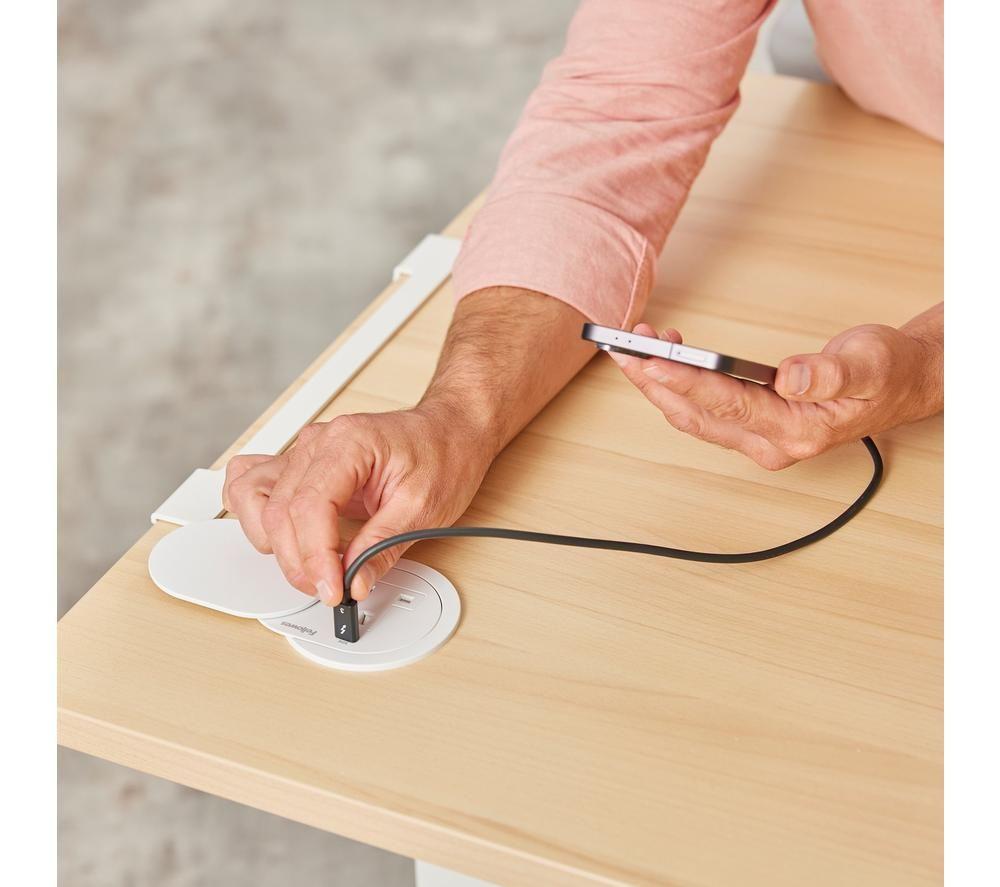 FELLOWES Power Spot Extension Lead with USB &ndash; 2 m, White image number 7 of 9