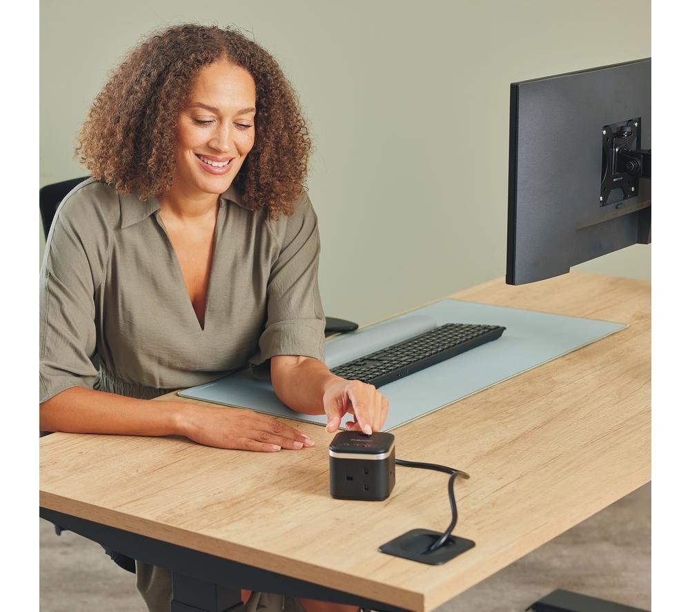 FELLOWES Power Cube Extension Lead with USB - 2 m, Black image number 6 of 8