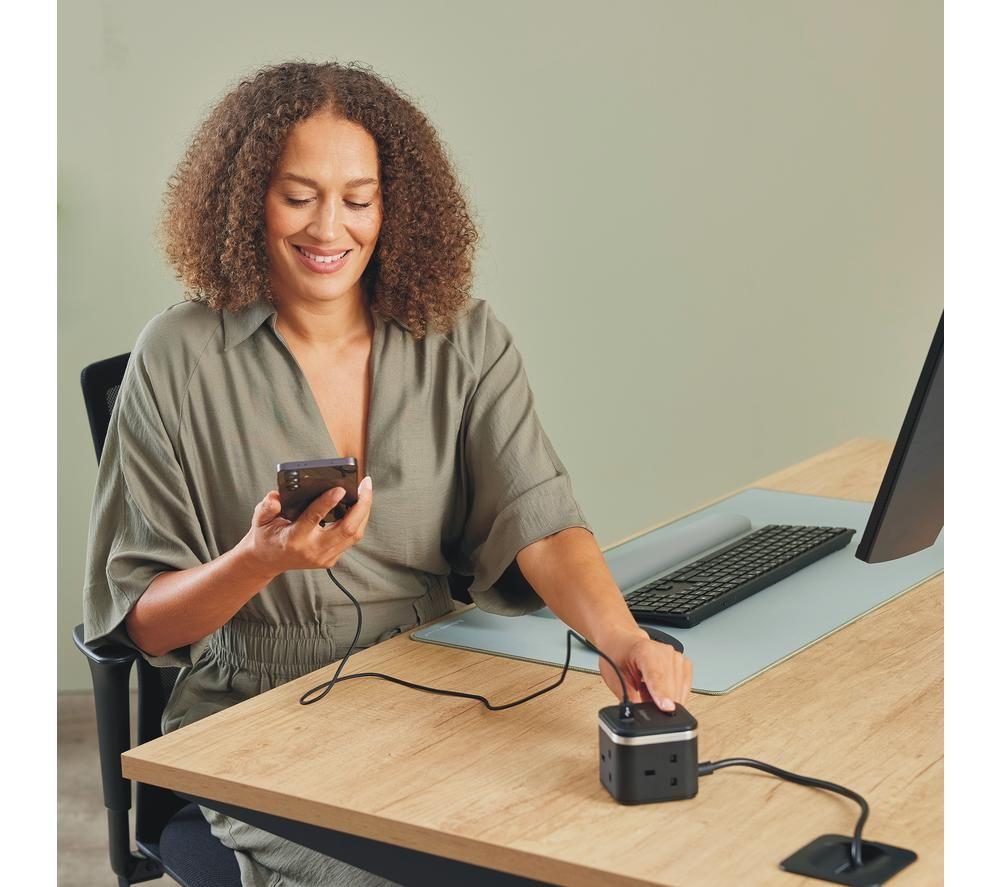 FELLOWES Power Cube Extension Lead with USB - 2 m, Black image number 7 of 8