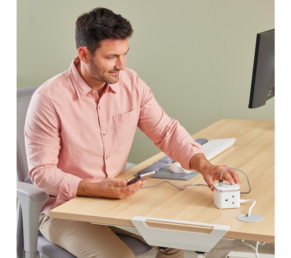 FELLOWES Power Cube Extension Lead with USB - 2 m, White image number 8 of 9