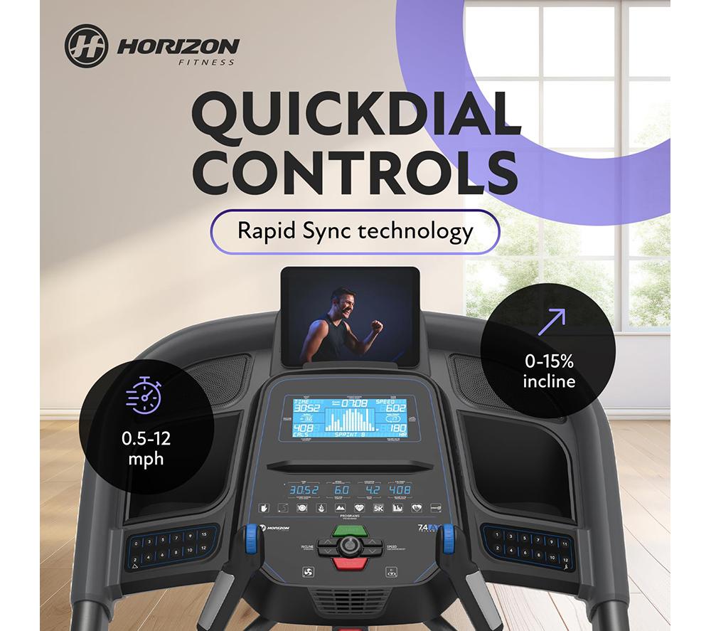 HORIZON FITNESS 7.4AT-24 Smart Bluetooth Treadmill - Black image number 5 of 12