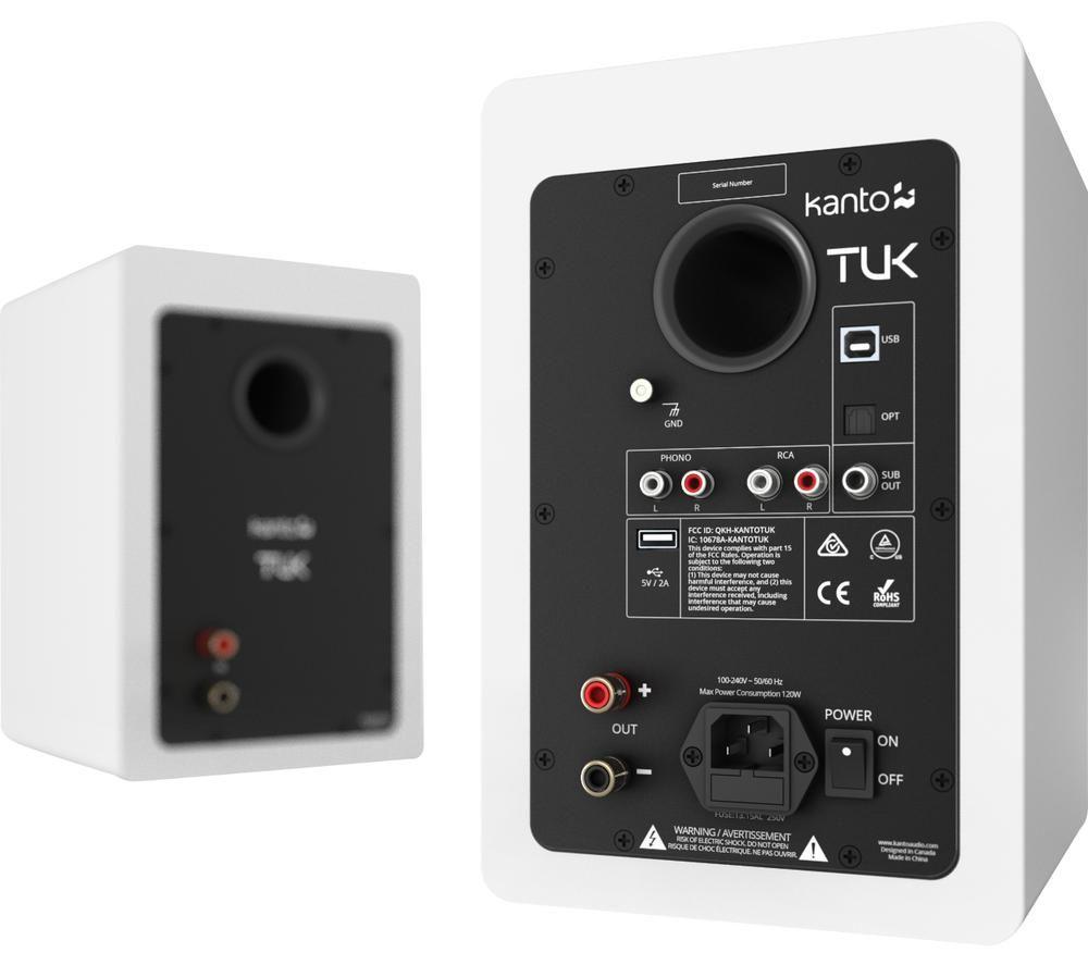 KANTO AUDIO TUK Powered Bluetooth Bookshelf Speakers - Matte White image number 7 of 8