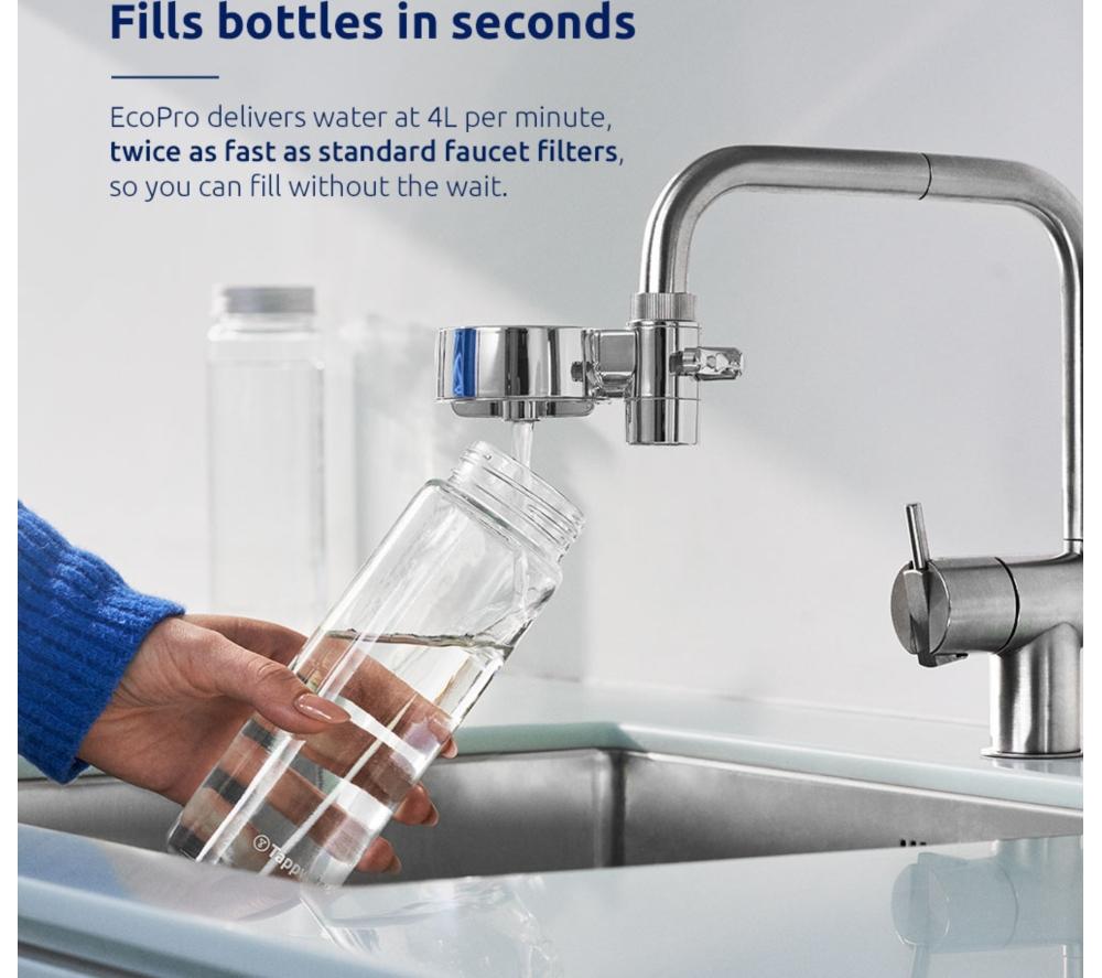 TAPPWATER EcoPro Compact Water Filter - Starter Pack, Chrome Silver image number 2 of 8