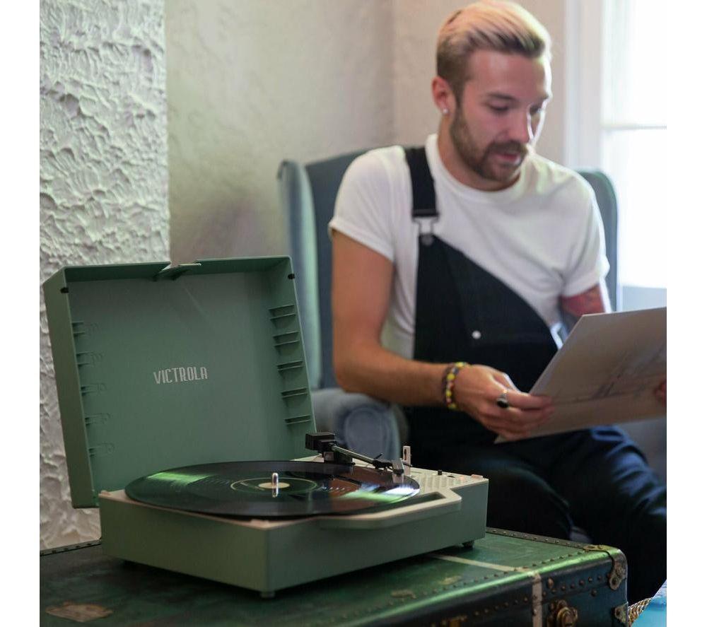 VICTROLA Re-Spin Portable Belt Drive Bluetooth Turntable - Basil Green image number 9 of 11
