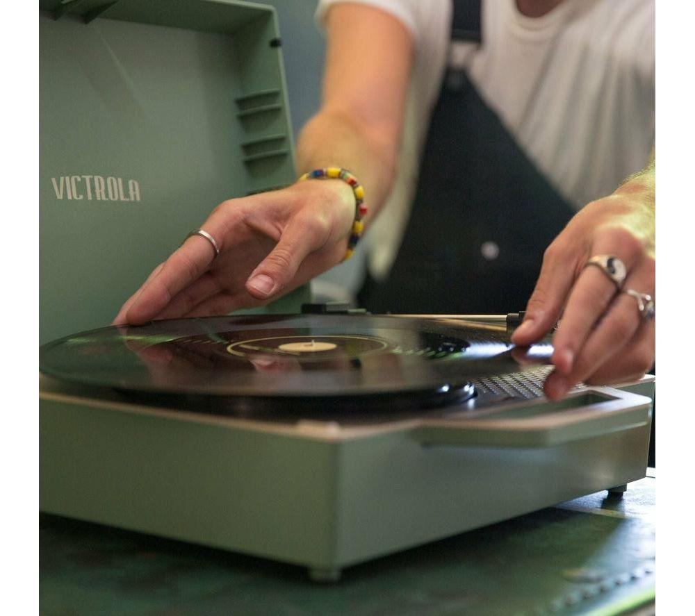 VICTROLA Re-Spin Portable Belt Drive Bluetooth Turntable - Basil Green image number 10 of 11