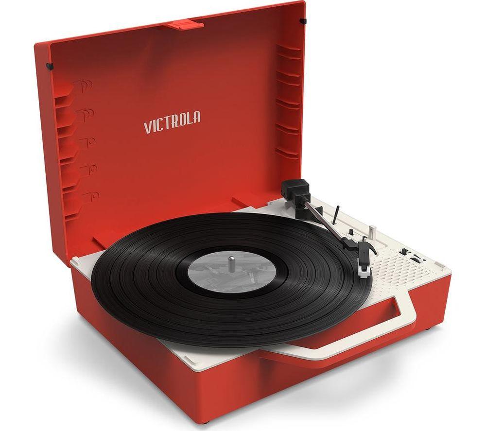 Victrola Re-Spin Portable Belt Drive Bluetooth Turntable - Red, Red