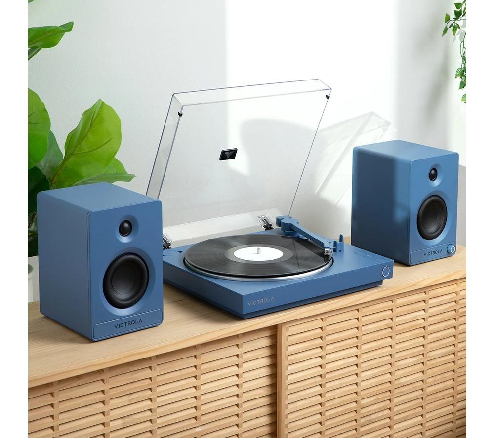 VICTROLA Automatic VPT-800 Belt Drive Bluetooth Turntable - Blue image number 2 of 11