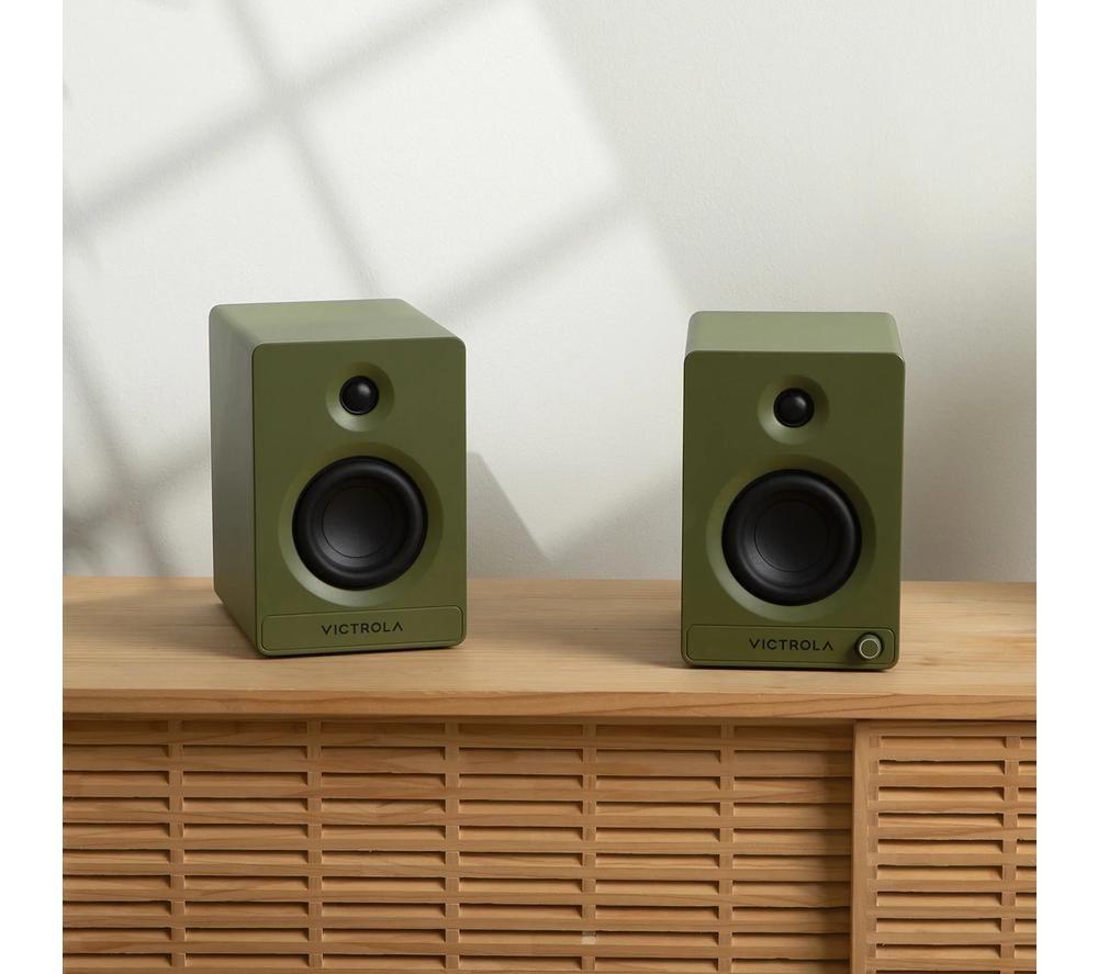 VICTROLA Tempo VPS-400 Bluetooth Bookshelf Speakers - Matte Green image number 5 of 15