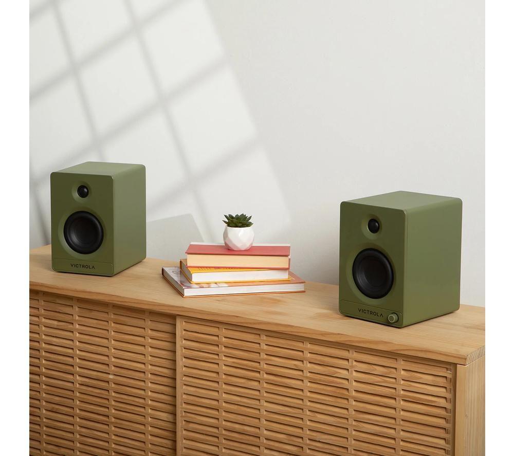 VICTROLA Tempo VPS-400 Bluetooth Bookshelf Speakers - Matte Green image number 6 of 15