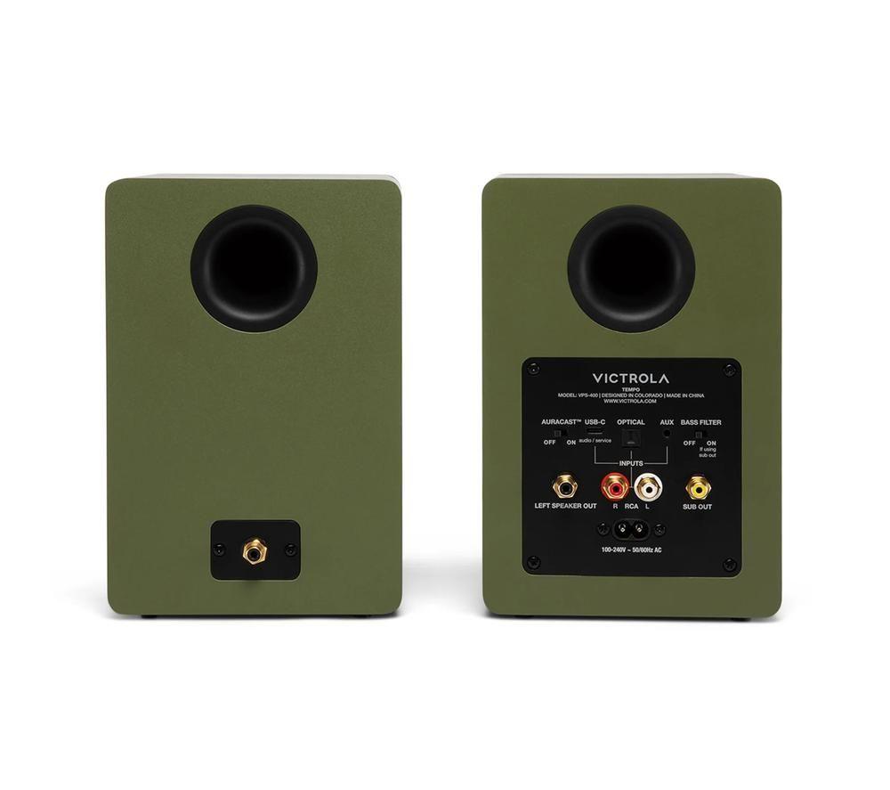 VICTROLA Tempo VPS-400 Bluetooth Bookshelf Speakers - Matte Green image number 7 of 15
