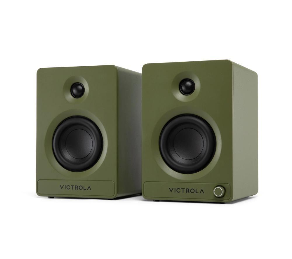 VICTROLA Tempo VPS-400 Bluetooth Bookshelf Speakers - Matte Green image number 14 of 15