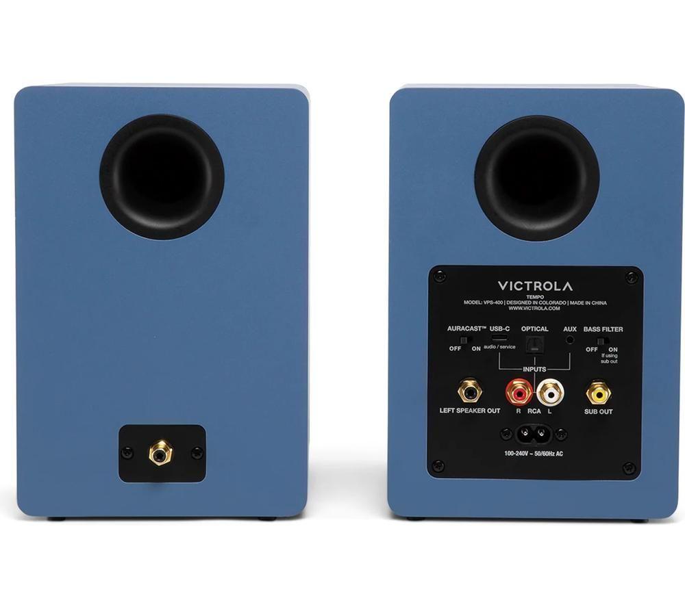 VICTROLA Tempo VPS-400 Bluetooth Bookshelf Speakers - Blue image number 2 of 15