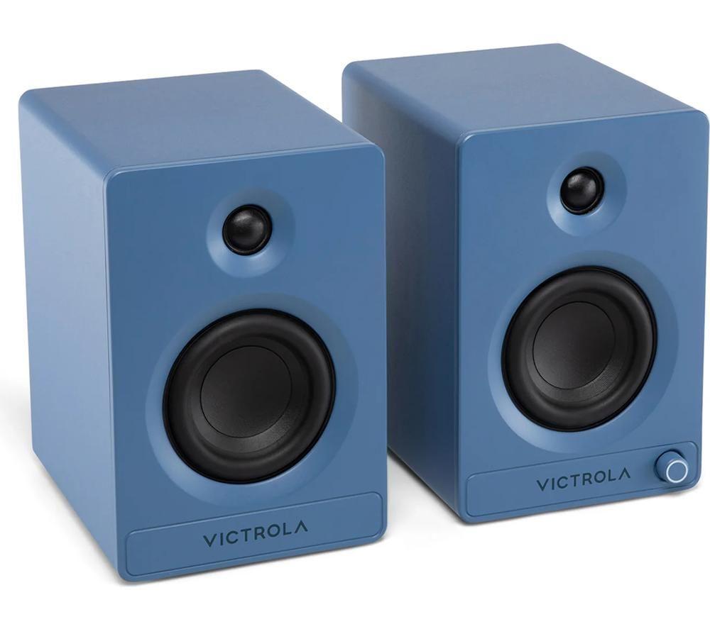 VICTROLA Tempo VPS-400 Bluetooth Bookshelf Speakers - Blue image number 3 of 15