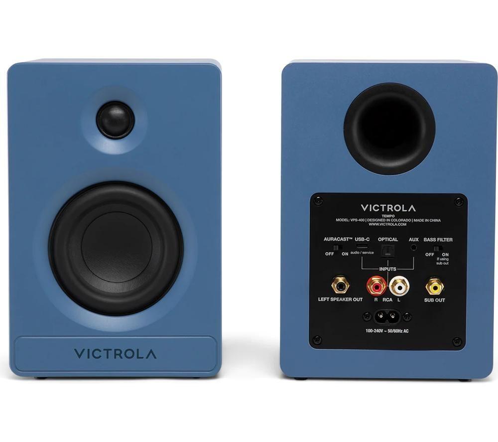 VICTROLA Tempo VPS-400 Bluetooth Bookshelf Speakers - Blue image number 5 of 15