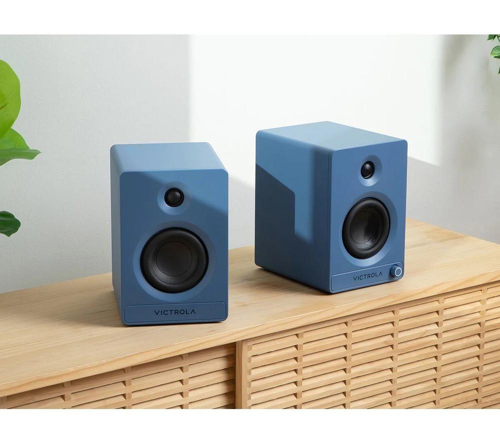 VICTROLA Tempo VPS-400 Bluetooth Bookshelf Speakers - Blue image number 12 of 15