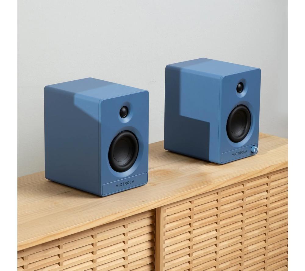 VICTROLA Tempo VPS-400 Bluetooth Bookshelf Speakers - Blue image number 13 of 15
