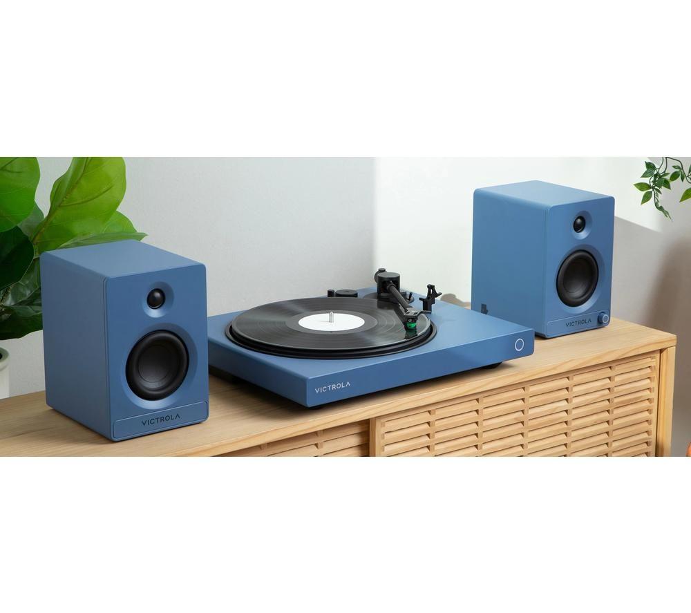 VICTROLA Tempo VPS-400 Bluetooth Bookshelf Speakers - Blue image number 14 of 15