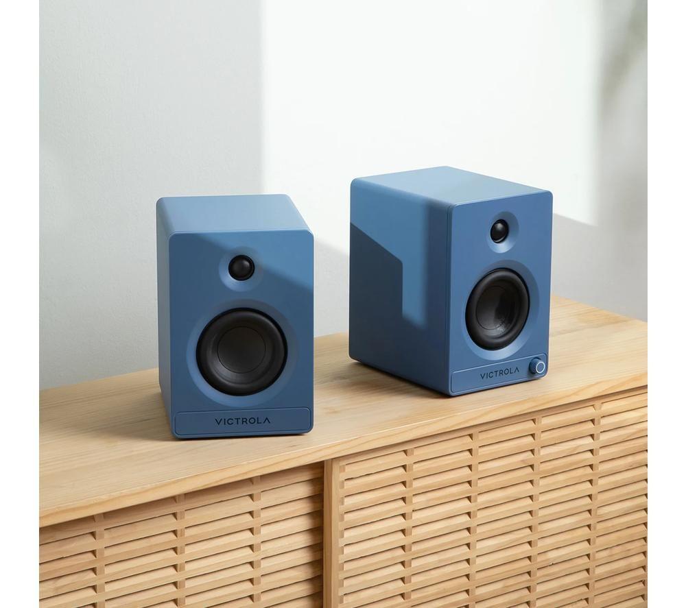 VICTROLA Tempo VPS-400 Bluetooth Bookshelf Speakers - Blue image number 15 of 15