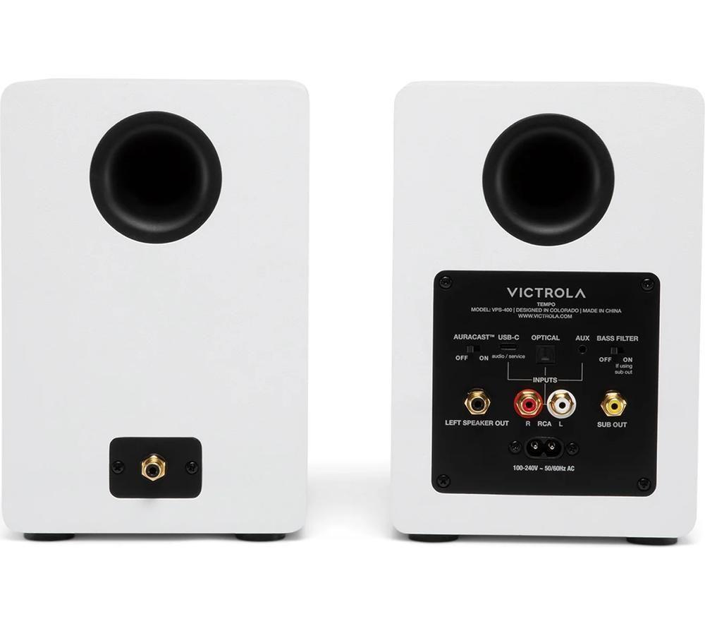 VICTROLA Tempo VPS-400 Bluetooth Bookshelf Speakers - White image number 4 of 8