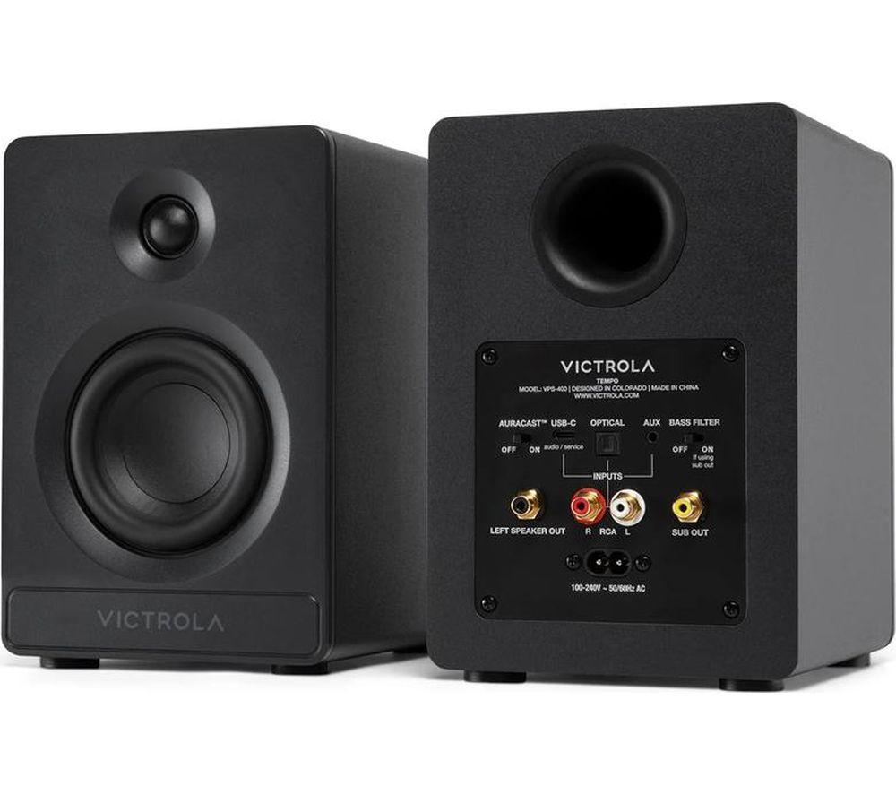 VICTROLA Tempo VPS-400 Bluetooth Bookshelf Speakers - Black image number 6 of 9