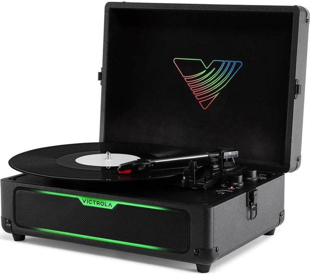 VICTROLA Journey Glow Portable Belt Drive Bluetooth Turntable - Black image number 4 of 11