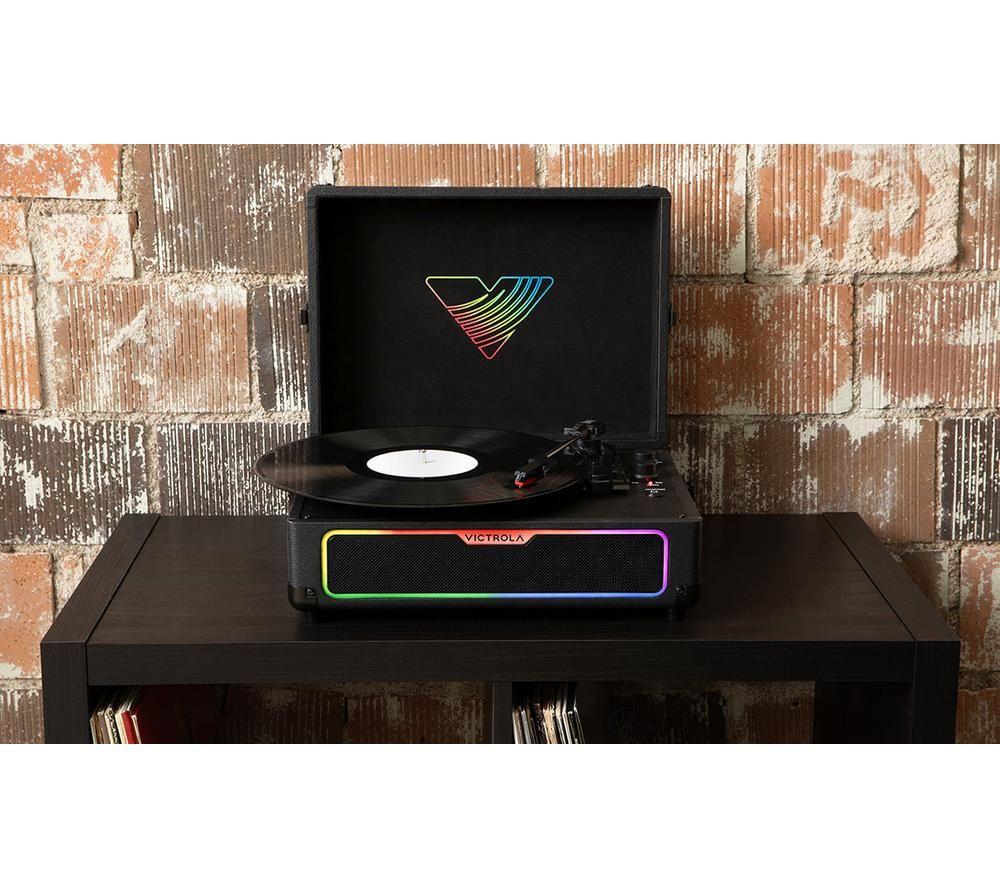 VICTROLA Journey Glow Portable Belt Drive Bluetooth Turntable - Black image number 10 of 11