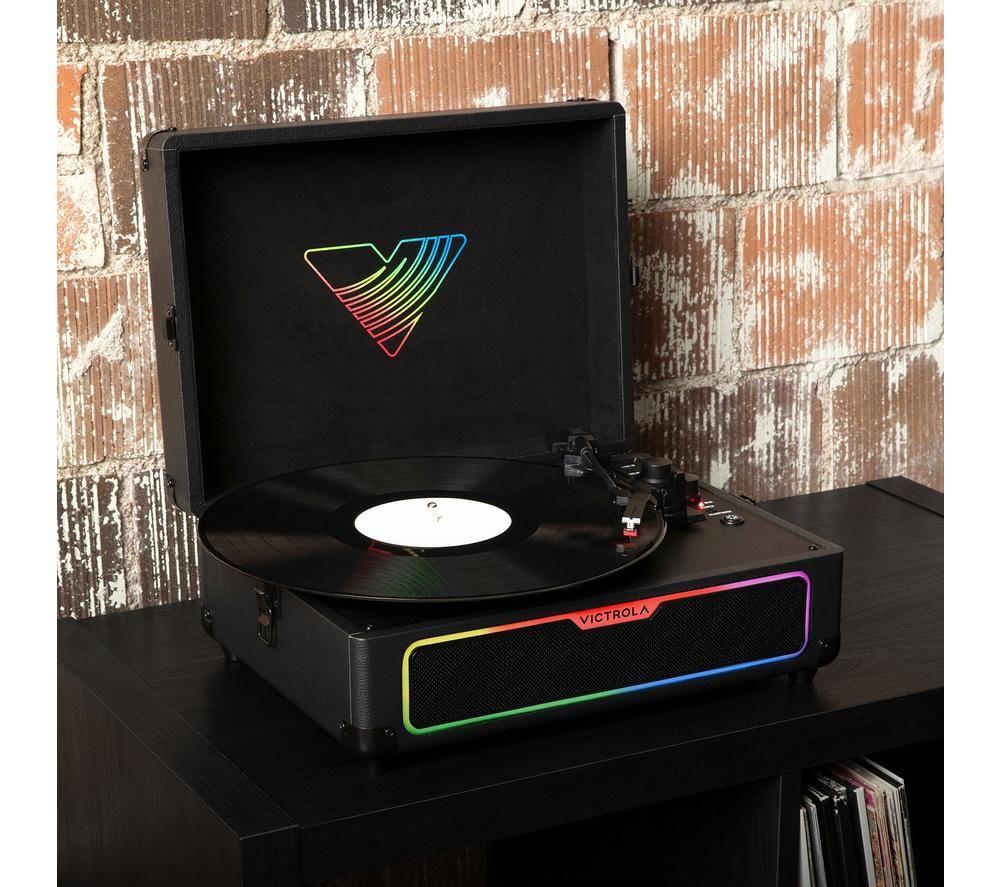 VICTROLA Journey Glow Portable Belt Drive Bluetooth Turntable - Black image number 11 of 11