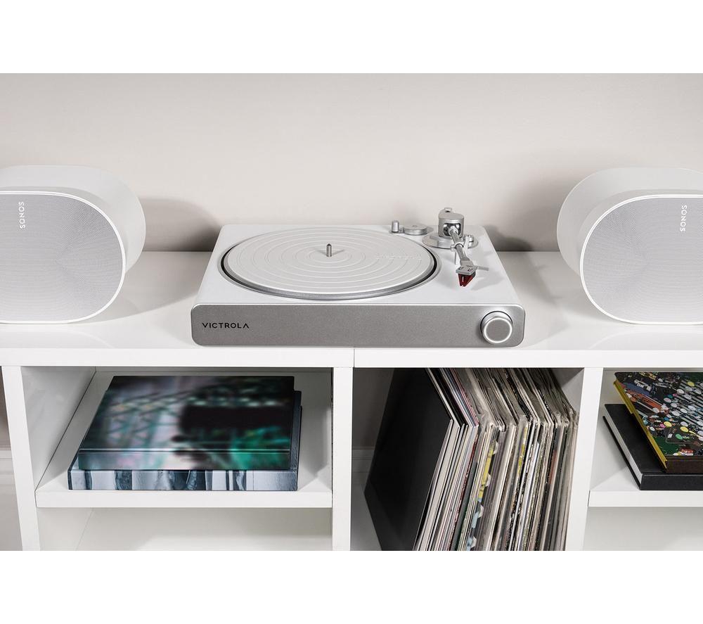 VICTROLA Stream Pearl for Sonos Belt Drive Turntable - White & Silver image number 8 of 9
