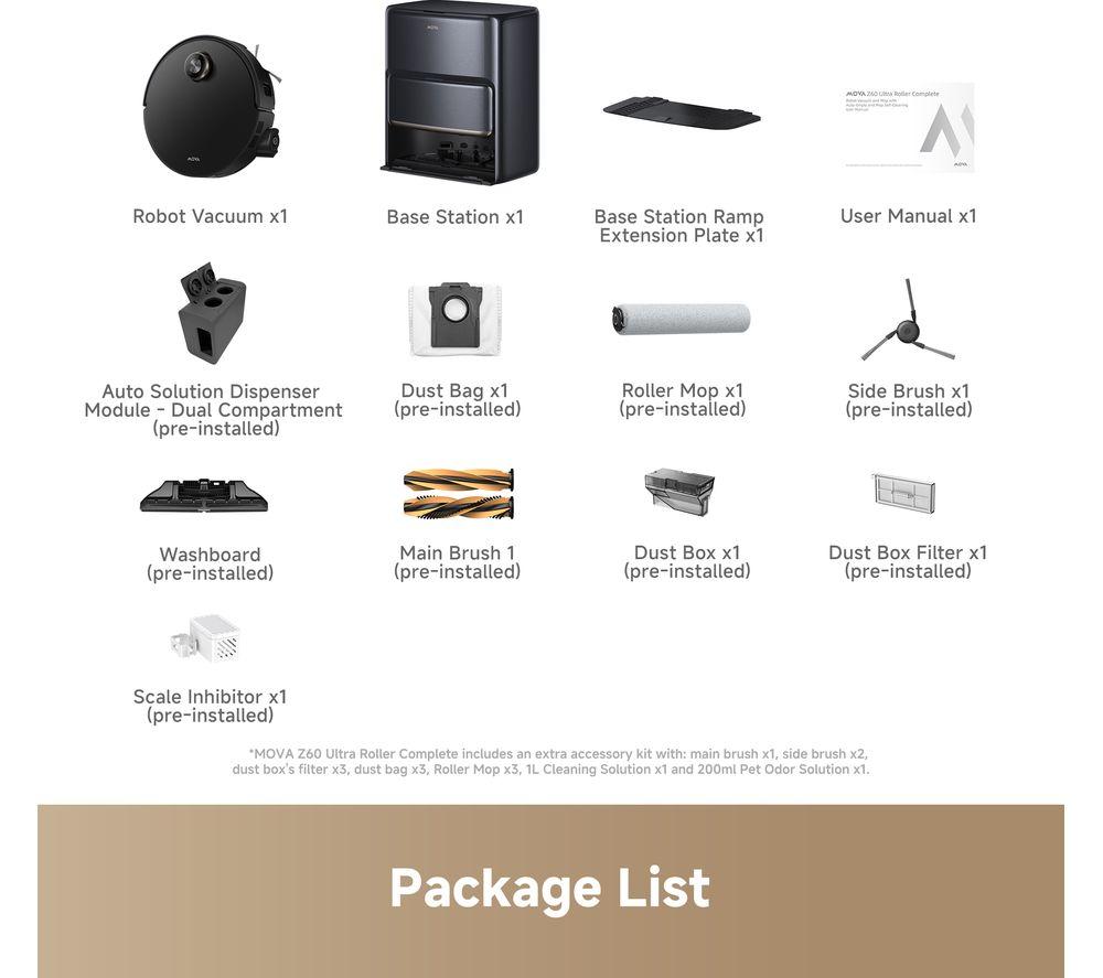 MOVA Z60 Ultra Roller Complete Robot Vacuum Cleaner - Black image number 6 of 10