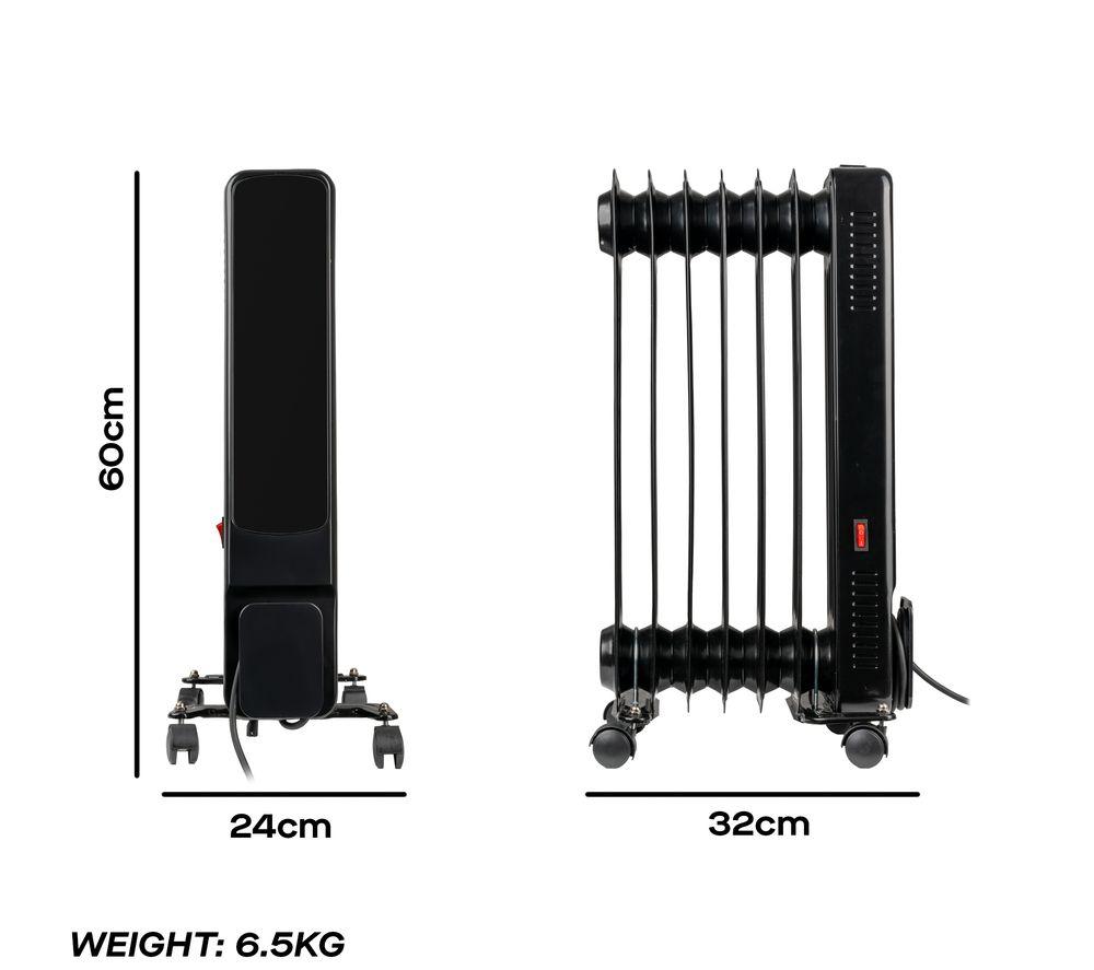 DAEWOO HEA1976GE Portable Oil-Filled Radiator - Black image number 6 of 7