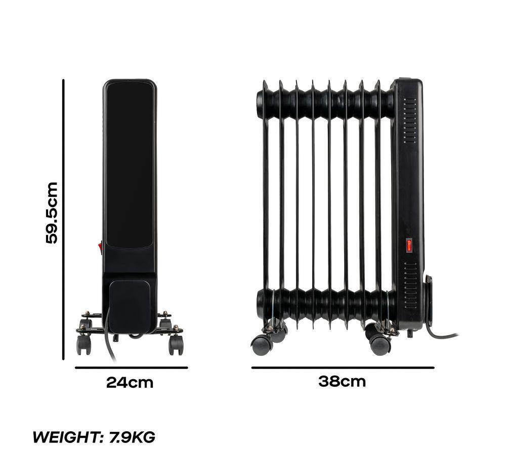 DAEWOO HEA1977GE Portable Oil-Filled Radiator - Black image number 2 of 7