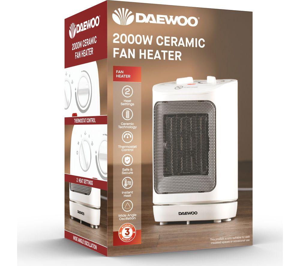 DAEWOO HEA1975GE Ceramic Fan Heater - White image number 4 of 4