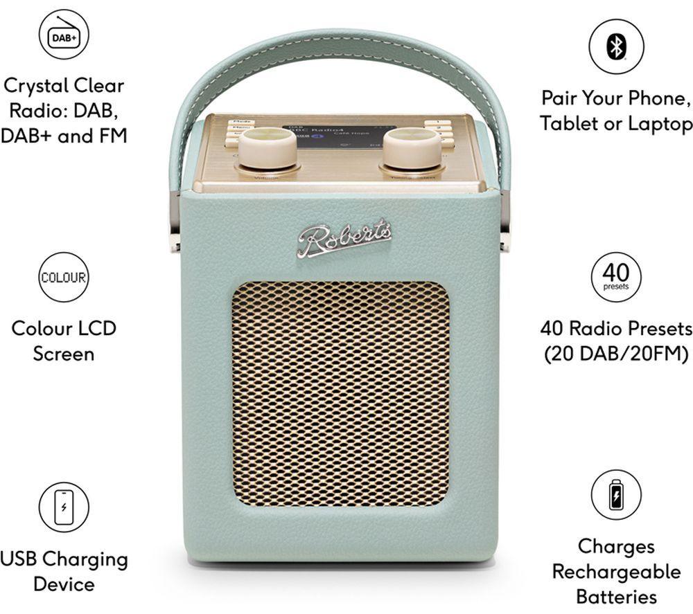 ROBERTS Revival Mini2 Portable DAB+/FM Bluetooth Radio - Duck Egg image number 3 of 6