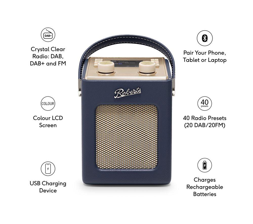 ROBERTS Revival Mini2 Portable DAB+/FM Bluetooth Radio - Midnight Blue image number 2 of 6