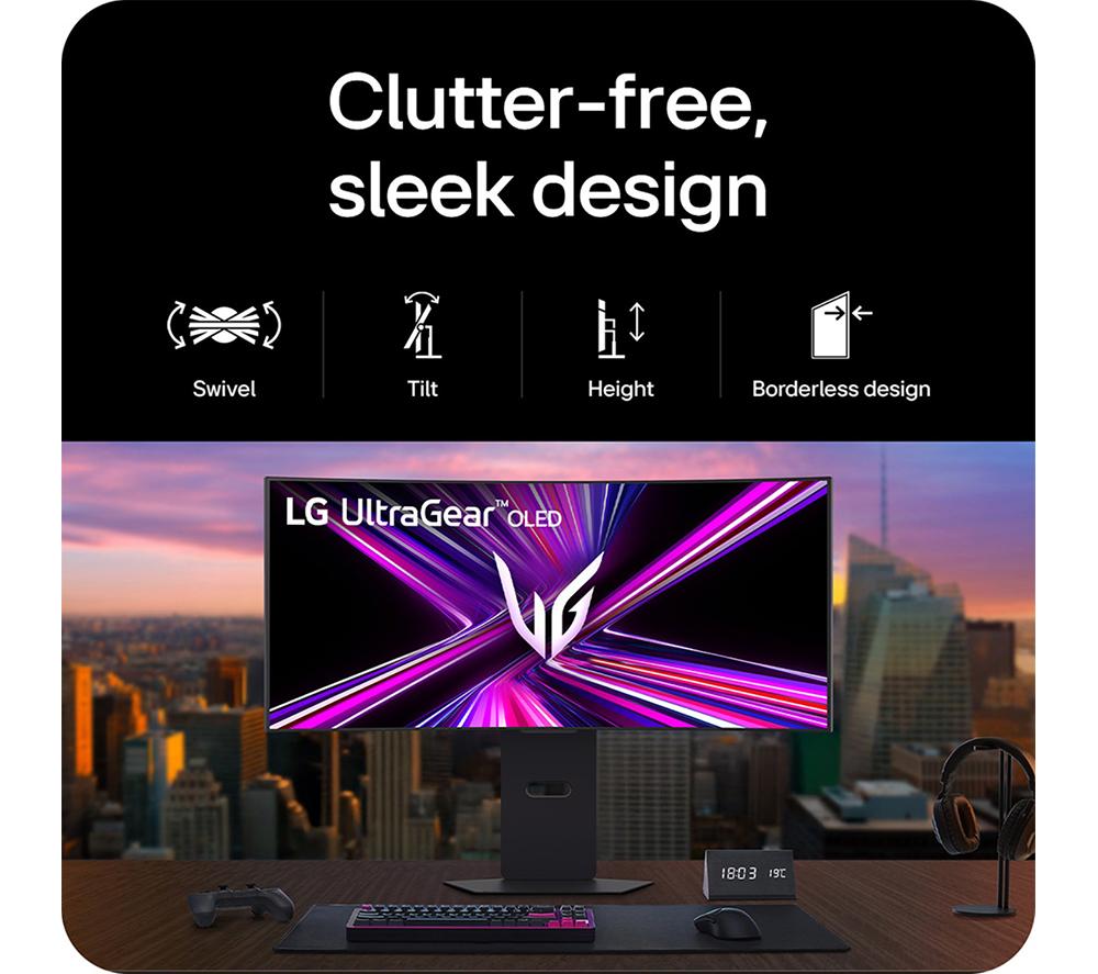 LG UltraGear GX9 34GX900A-B Quad HD 34" Curved WOLED Gaming Monitor - Black image number 10 of 22