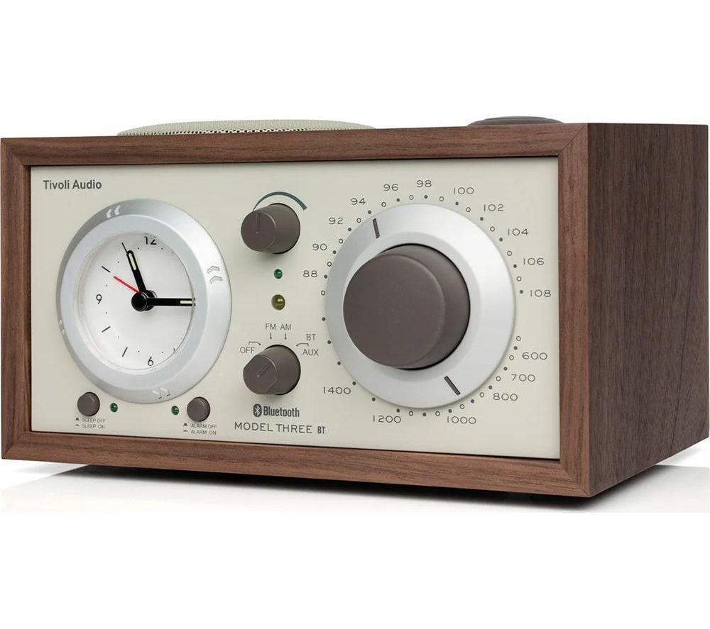 TIVOLI Model Three BT FM/AM Clock Radio - Walnut & Beige image number 2 of 6