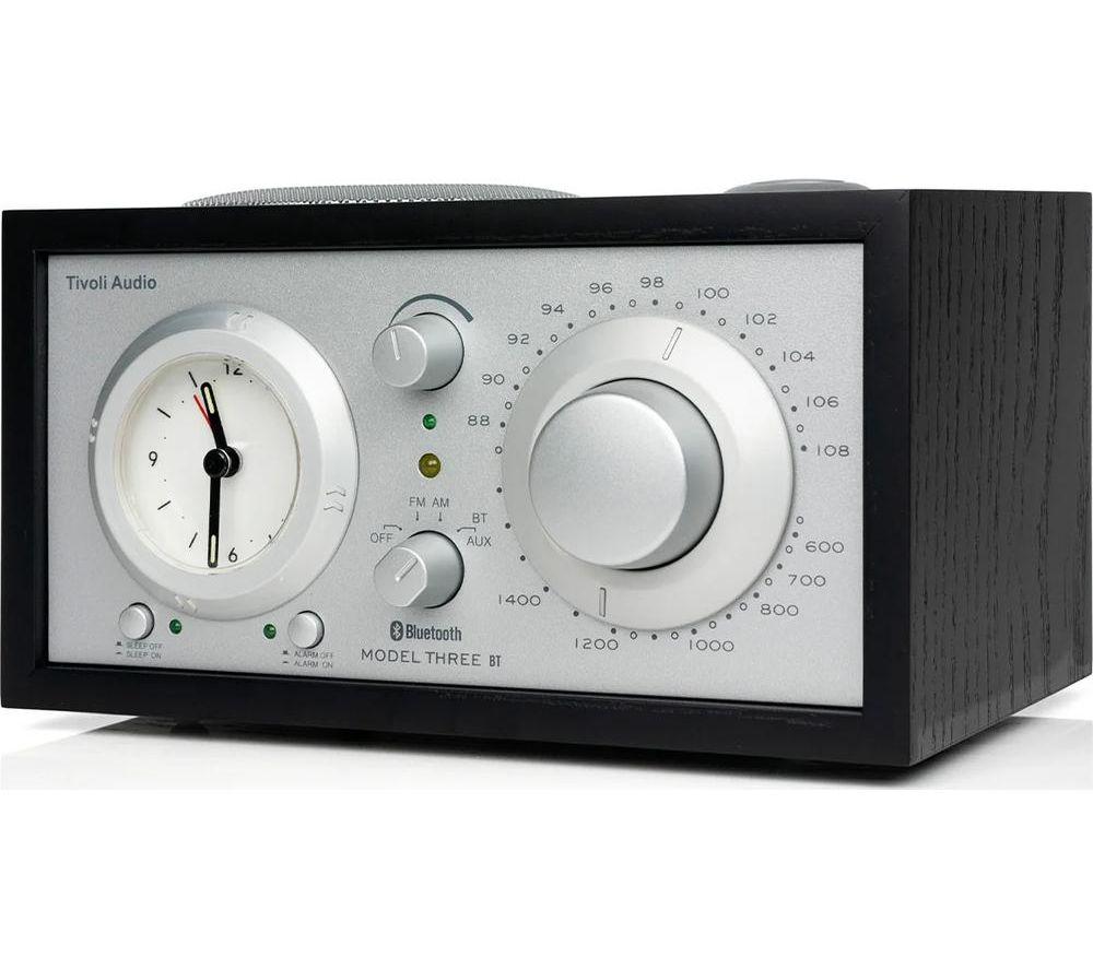 TIVOLI Model Three BT FM/AM Clock Radio - Silver & Black image number 2 of 5