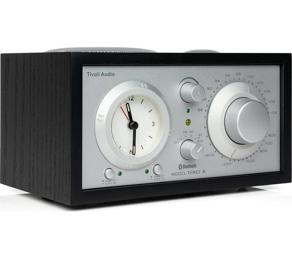 TIVOLI Model Three BT FM/AM Clock Radio - Silver & Black image number 3 of 5