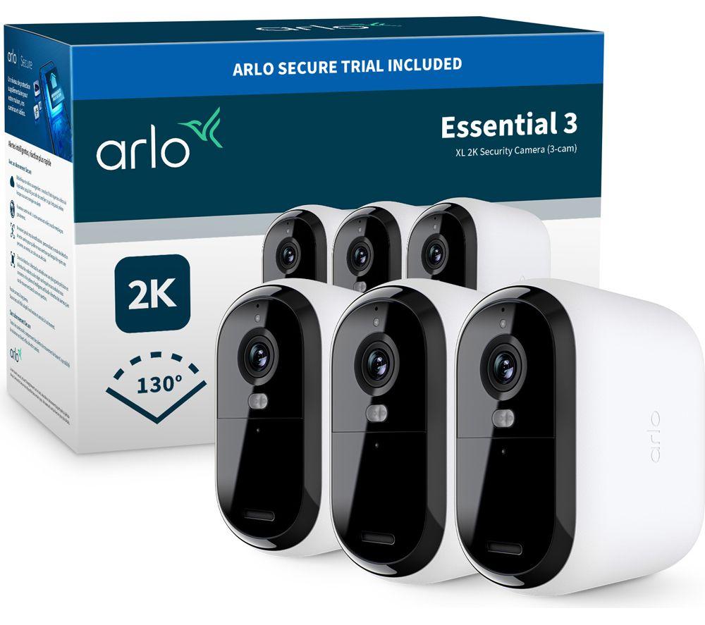 ARLO Essential XL 2K WiFi Security Camera - 3 Cameras, White image number 8 of 8