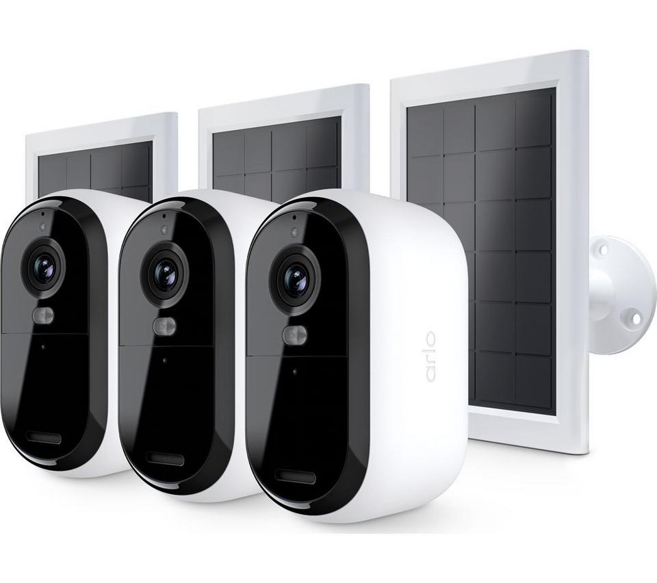 ARLO Essential 2K Quad HD WiFi Security Camera & Solar Panel Kit- 3 Cameras, White