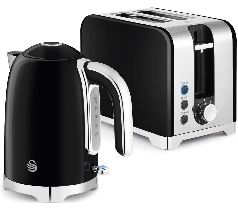 SWAN Solace 2-Slice Toaster & Cordless Jug Kettle Bundle - Black