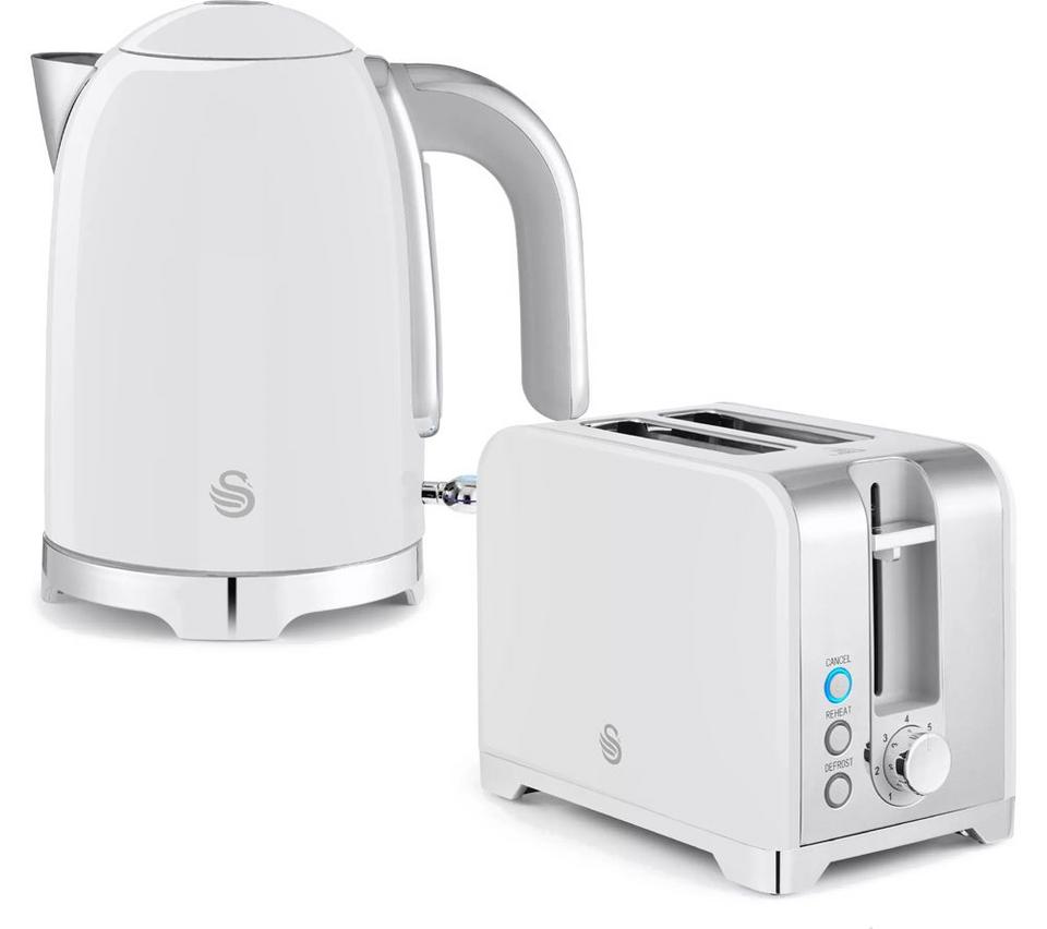 SWAN Solace 2-Slice Toaster & Cordless Jug Kettle Bundle - White