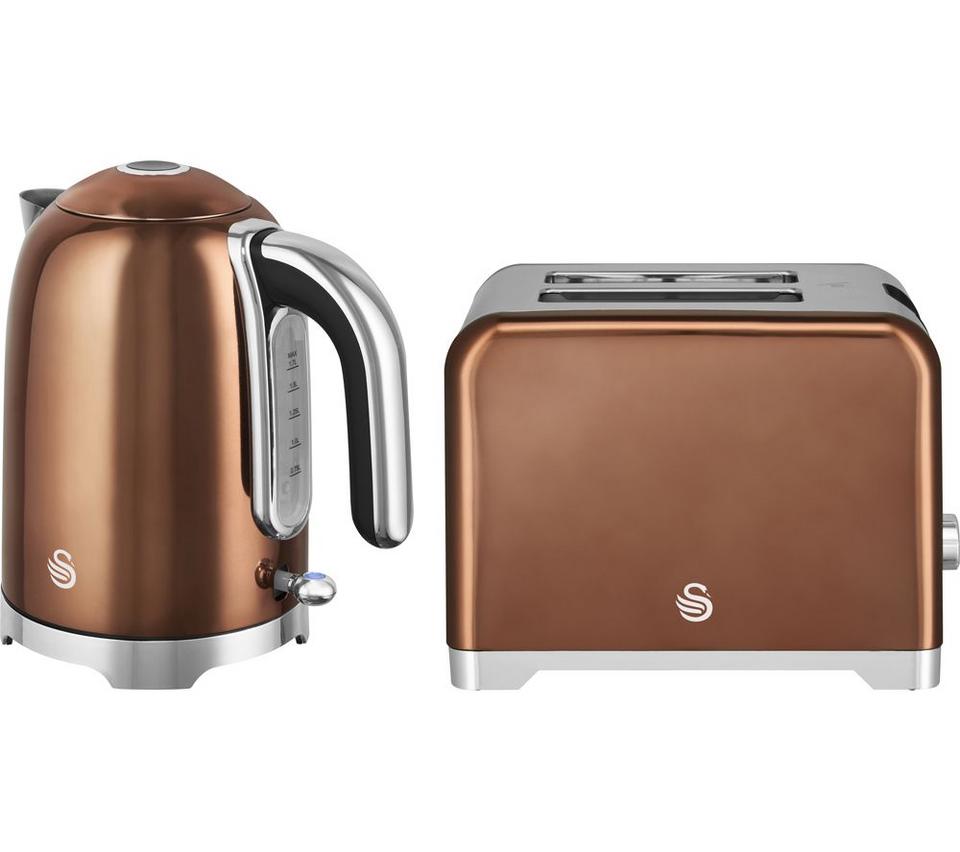 SWAN Solace 2-Slice Toaster & Cordless Jug Kettle Bundle - Copper