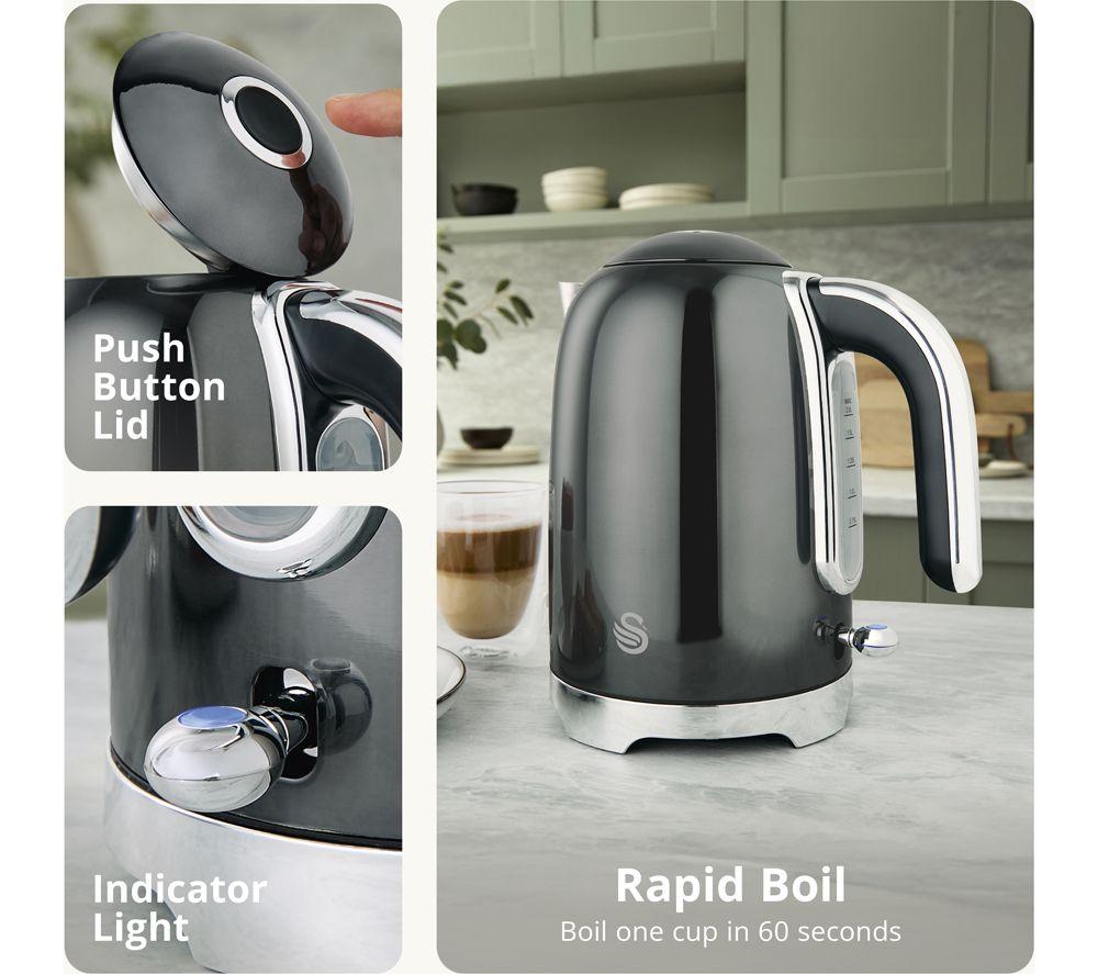 SWAN Solace 2-Slice Toaster & Cordless Jug Kettle Bundle - Graphite image number 8 of 9