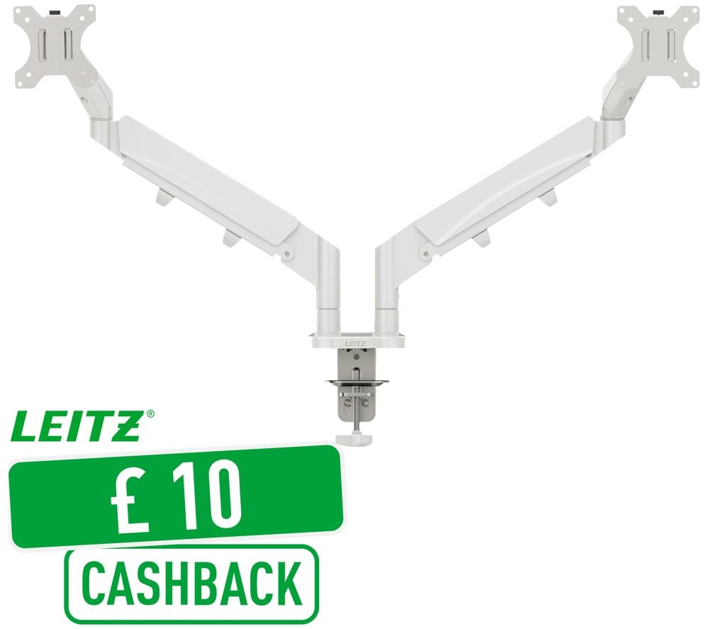 LEITZ Ergo Dual Arm Tilt & Swivel 17-32" Monitor Desk Mount White image number 2 of 8