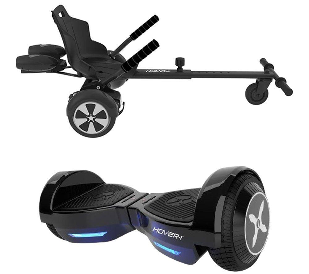 HOVER-1 Dash Hoverboard & Falcon-1 Hoverboard Buggy Attachment Bundle - Black