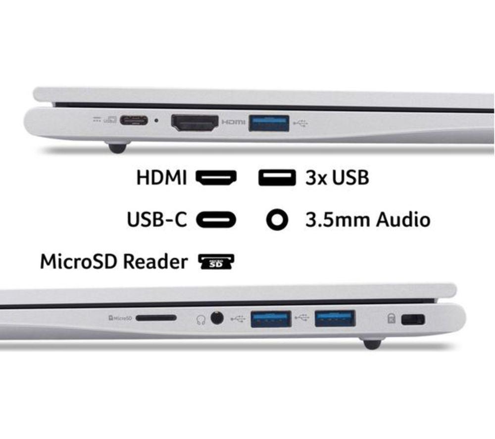 ACER Aspire Lite 15.6" Refurbished Laptop - AMD Ryzen 3, 128 GB SSD, Silver (Very Good Condition) image number 2 of 4
