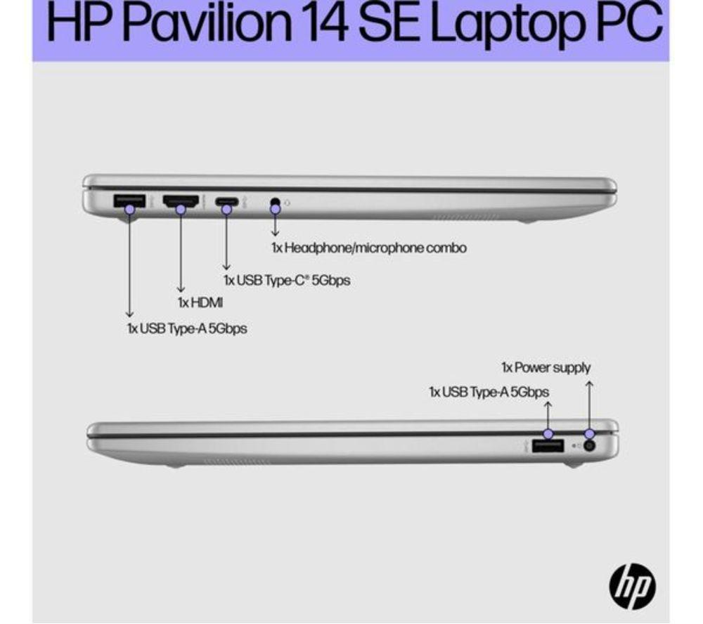 HP Pavilion SE 14-ep1520sa 14" Refurbished Laptop - Intel&reg; Core&trade; Ultra 5, 256 GB SSD, Silver (Very Good Condition) image number 8 of 11